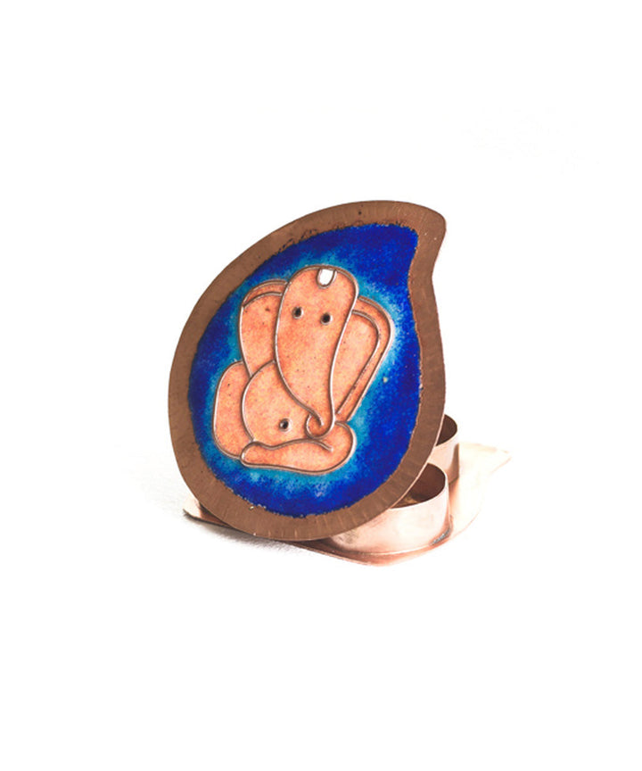 Blue handcrafted ganesha plate, kumkum and agarbatti holder set