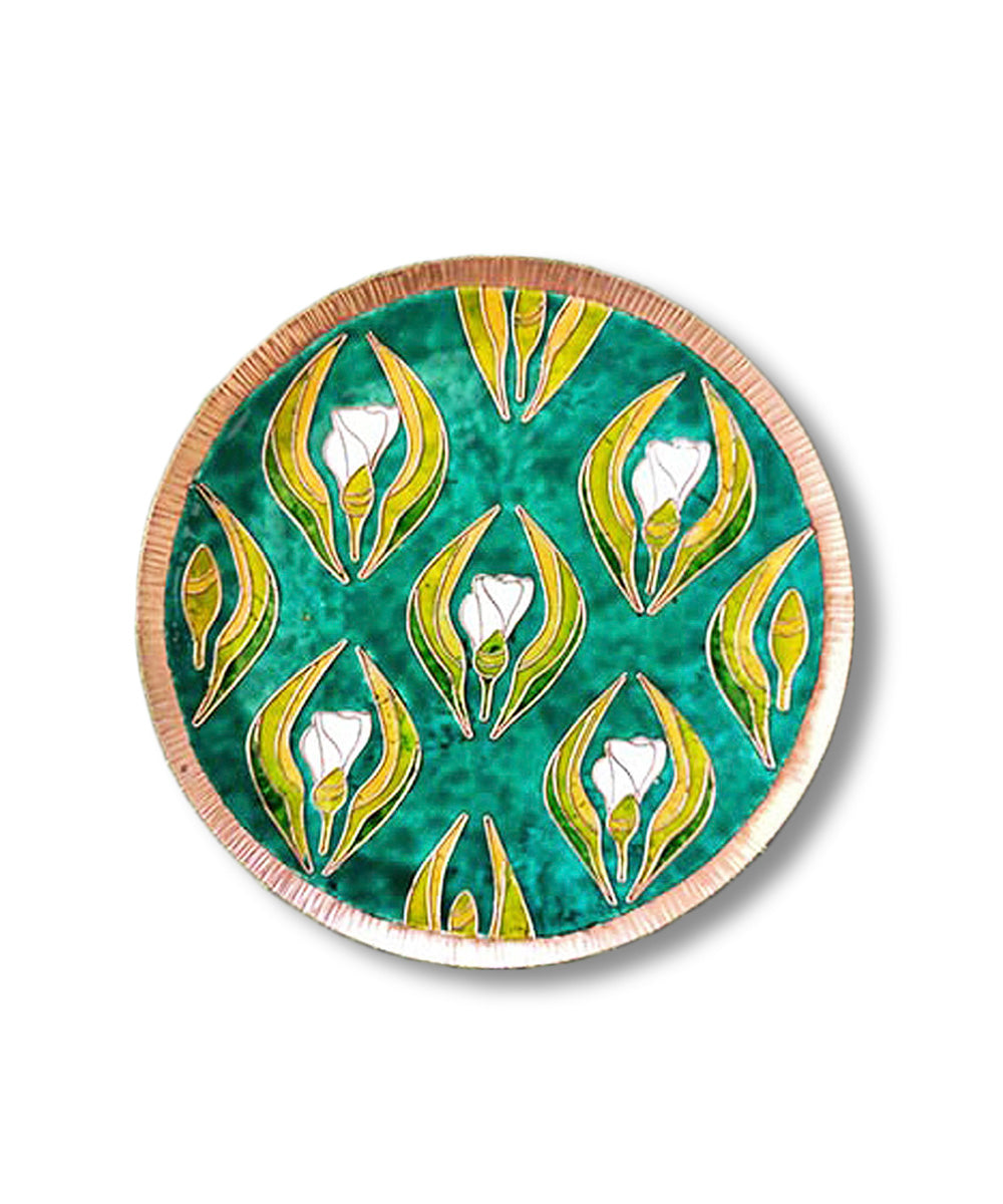 Sea green handmade copper enamel wall plate