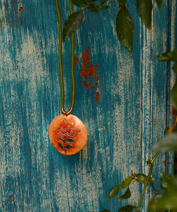Orange tree pendant with hand woven cotton string