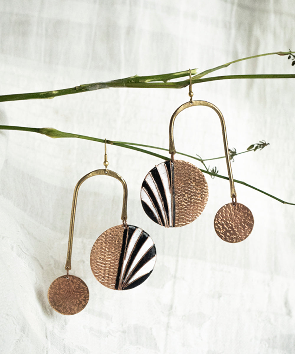 Brown handcrafted copper dangler earring