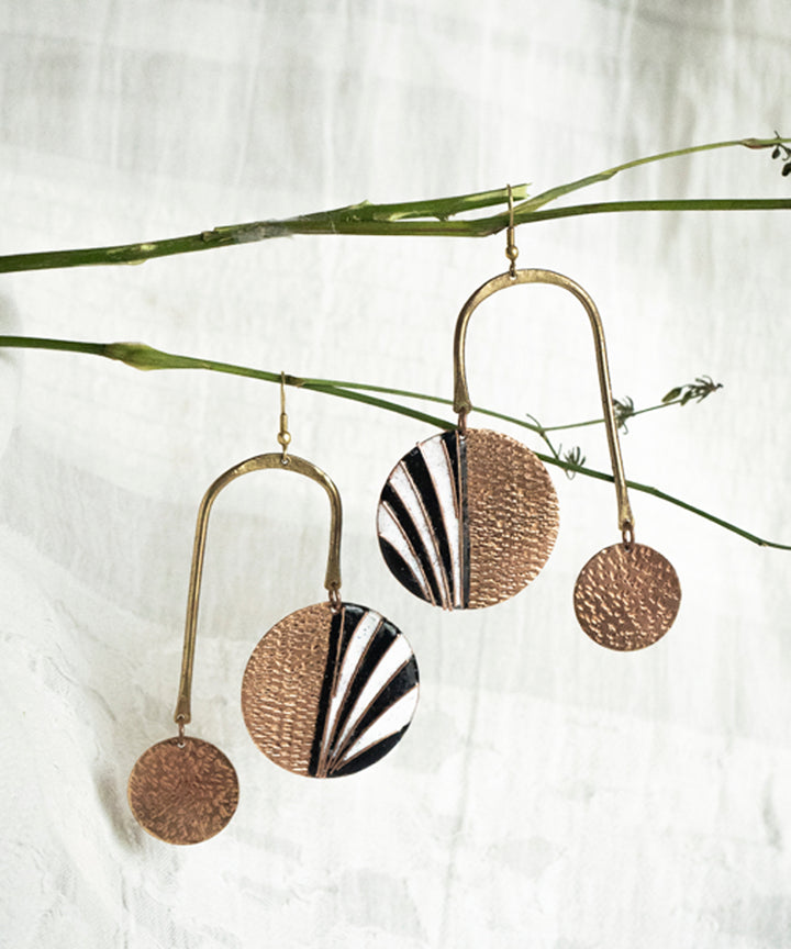 Brown handcrafted copper dangler earring