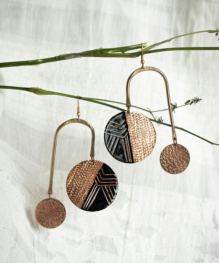 Brown handcrafted suntop copper dangler earring