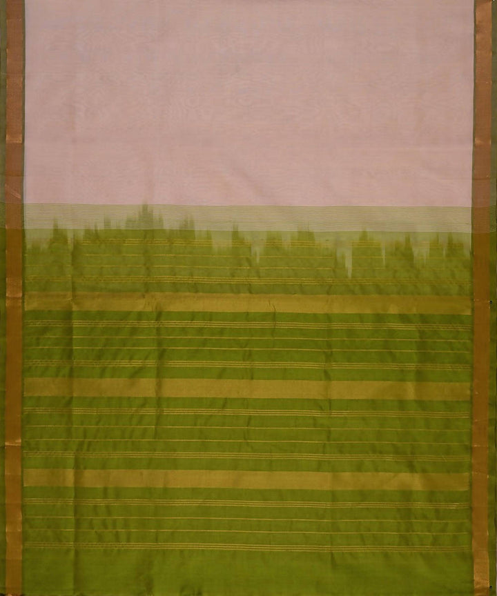 Offwhite kanjivaram silk cotton saree with green border