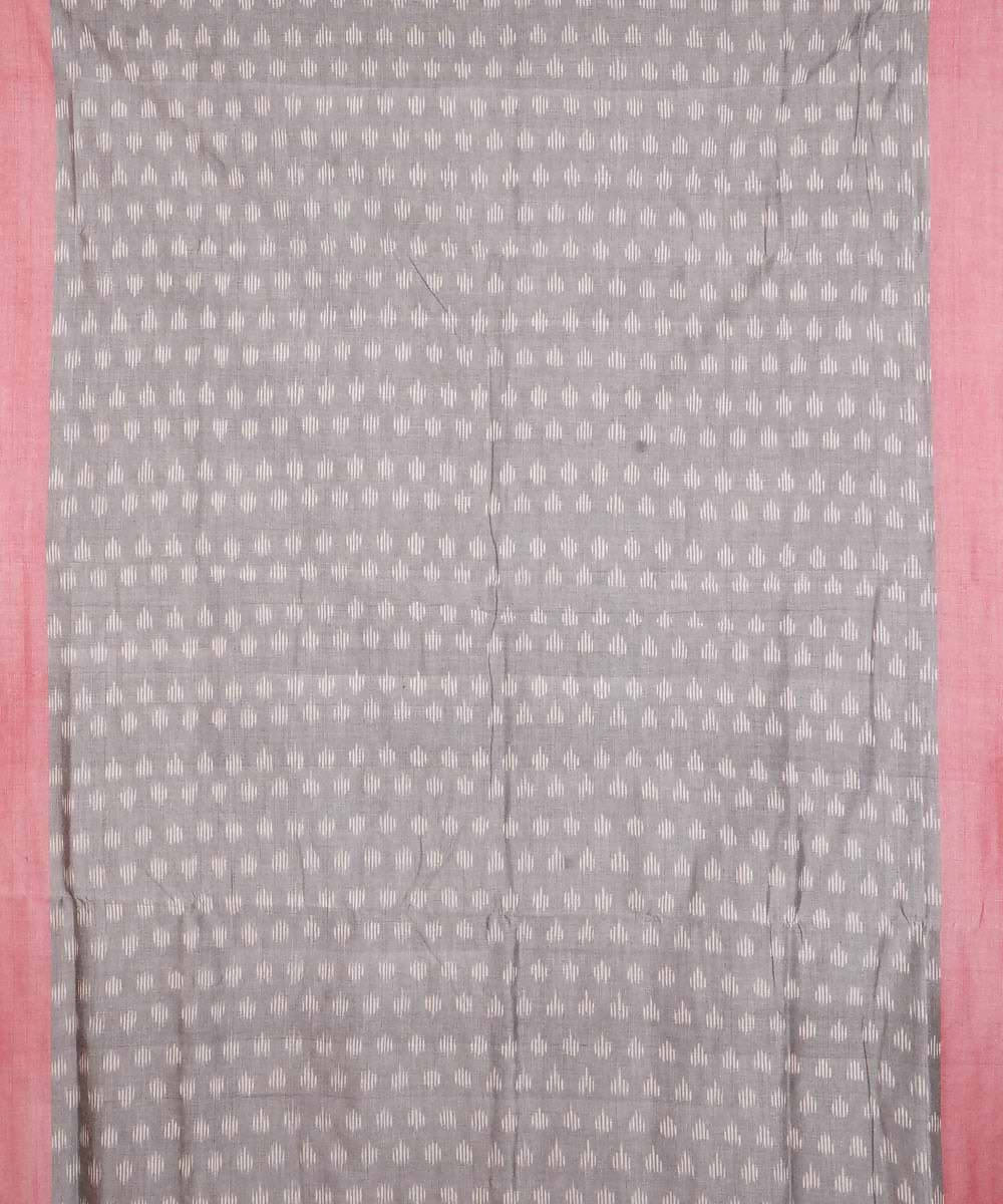 Grey and red cotton handloom ikat pochampally saree