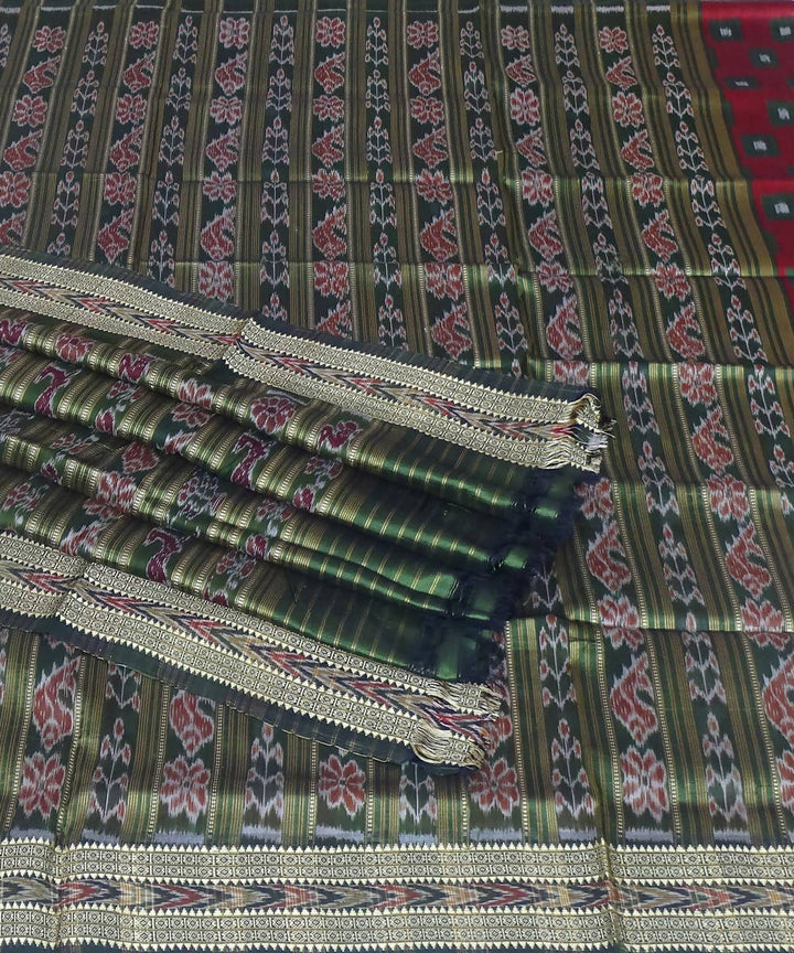 Maroon Handloom Patli Khandua Silk Saree