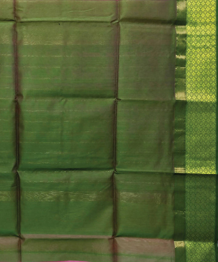 Pink and green handloom cotton silk maheshwari saree