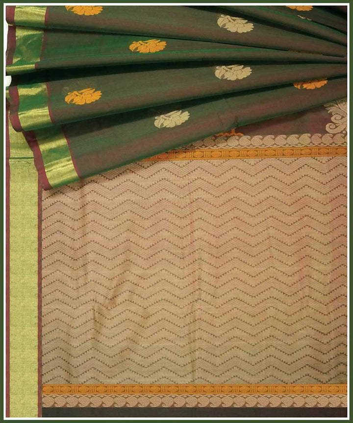 Olive green handwoven paramakudi cotton saree