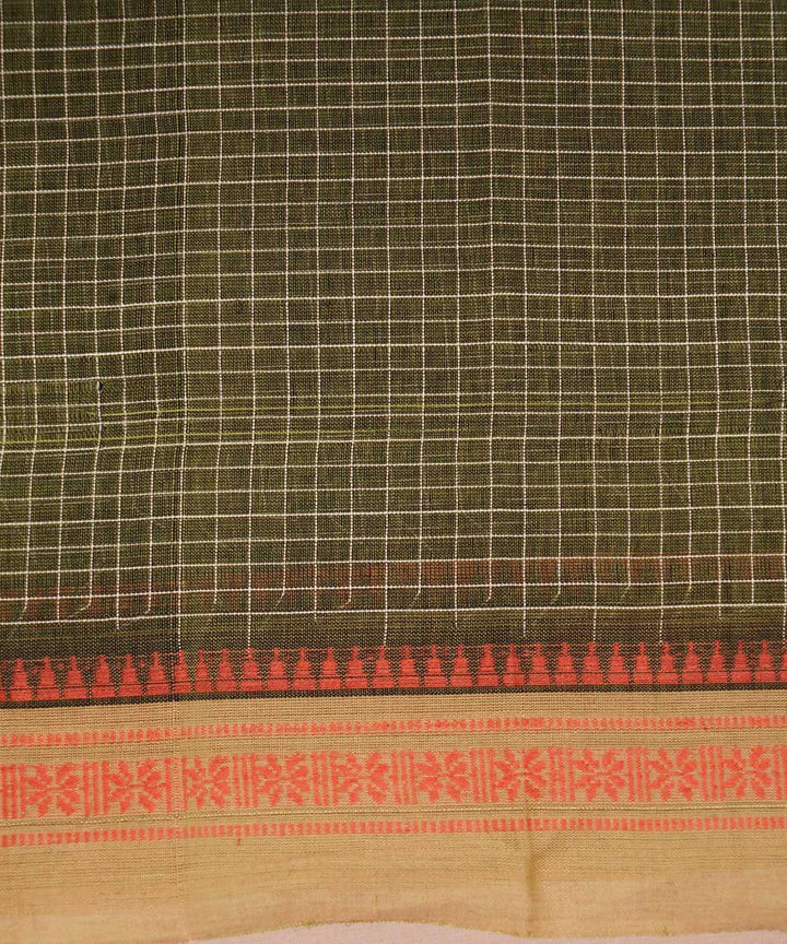 Moss green handwoven cotton narayanpet saree