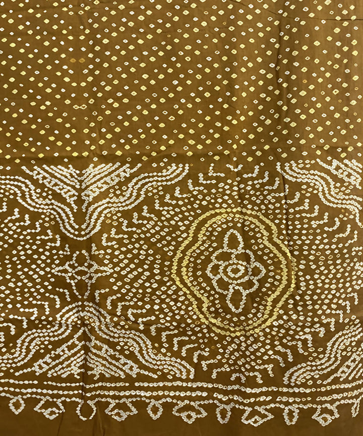 Mustard tie dye bandhani cotton silk saree