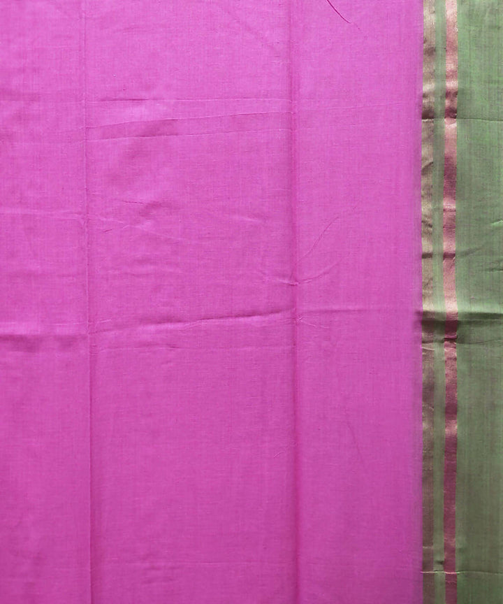 Pink light green handloom handspun cotton saree