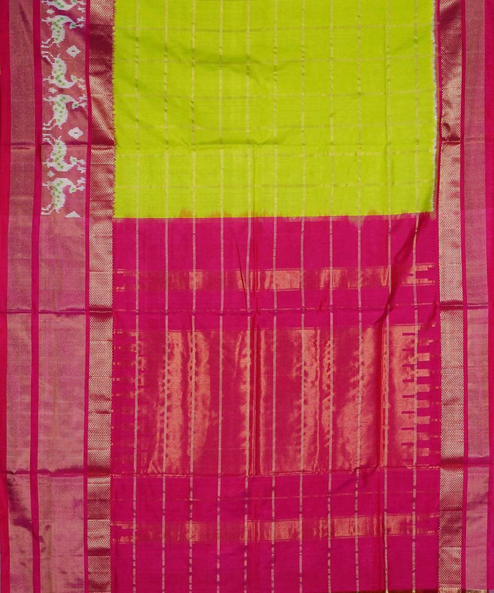 Lime green handwoven ikkat silk pochampally saree