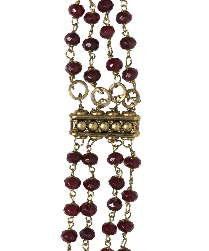 Ruby red handcrafted multi strand semi precious gemstone necklace