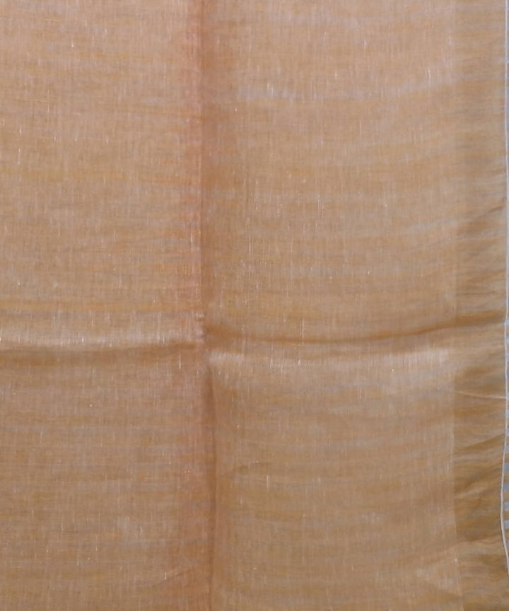 Peach zari handwoven Linen Saree