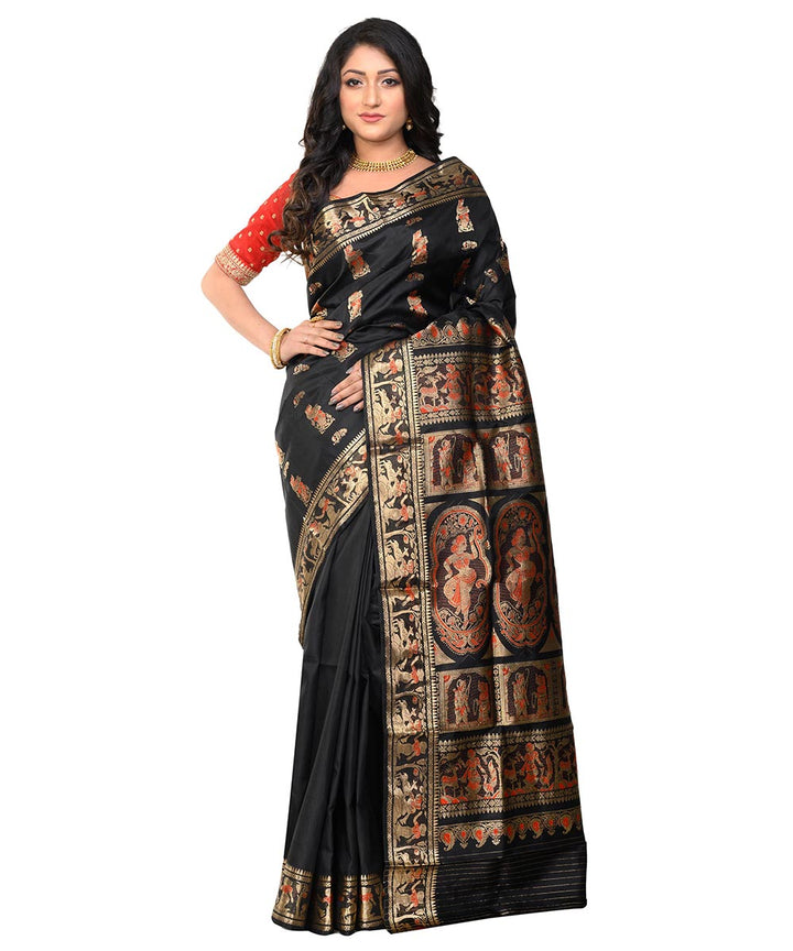Black handwoven baluchari silk saree