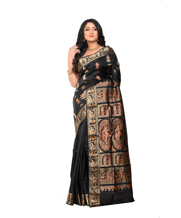 Black handwoven baluchari silk saree