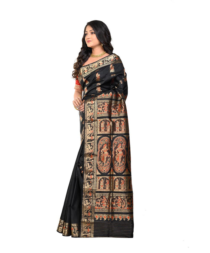Black handwoven baluchari silk saree