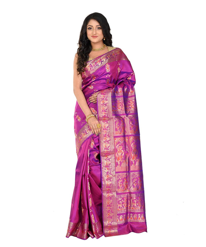 Purple handwoven baluchari silk saree