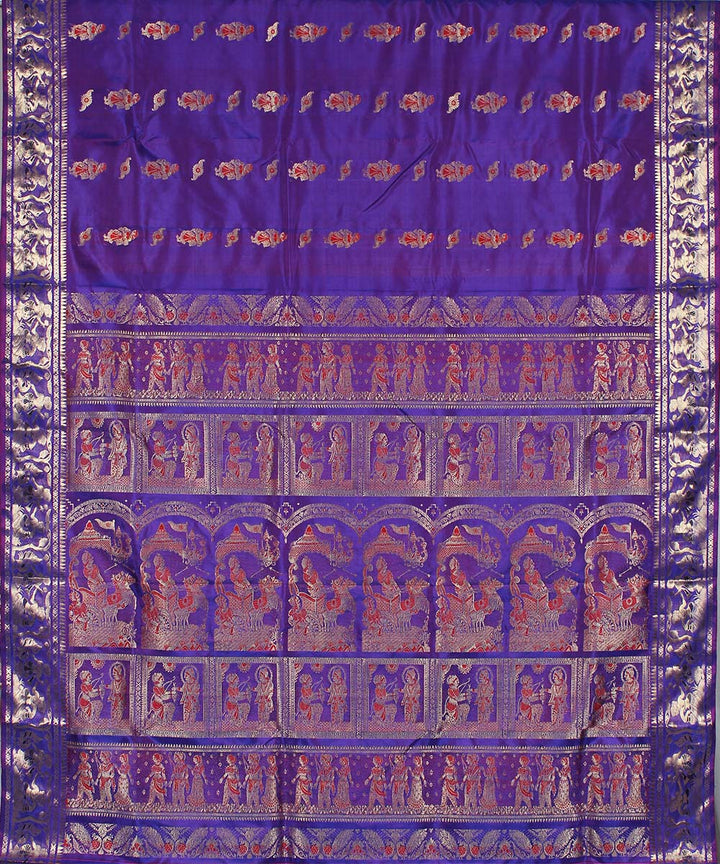 Double shaded purple handloom silk baluchari saree