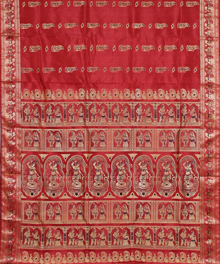 Pink double shaded handloom silk baluchari saree