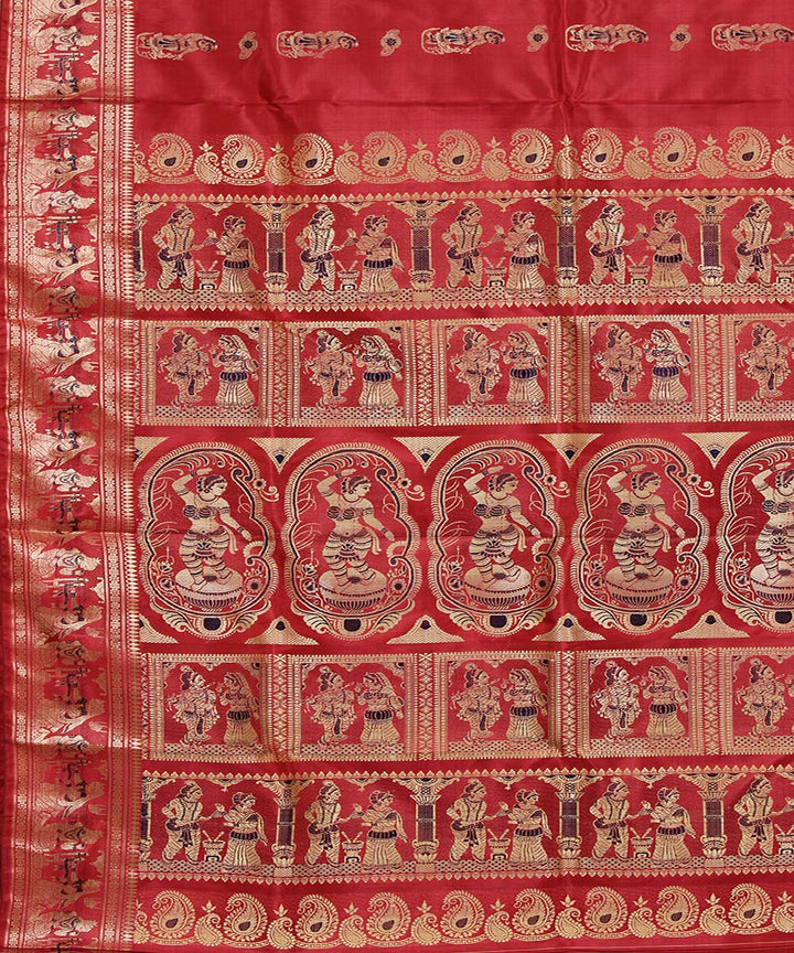 Pink double shaded handloom silk baluchari saree