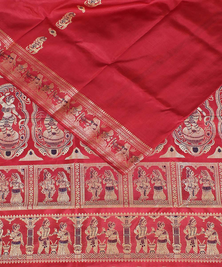 Pink double shaded handloom silk baluchari saree