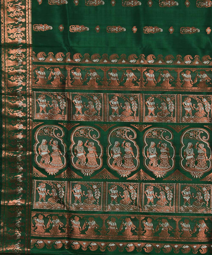 Dark green handloom silk baluchari saree