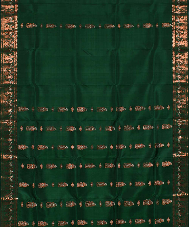 Dark green handloom silk baluchari saree