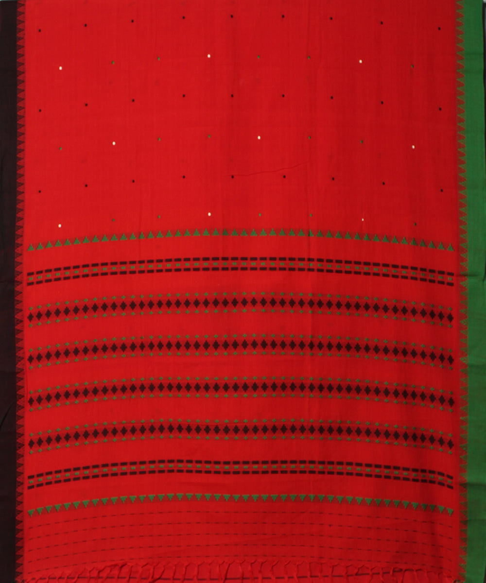 Red handwoven cotton begumpuri saree