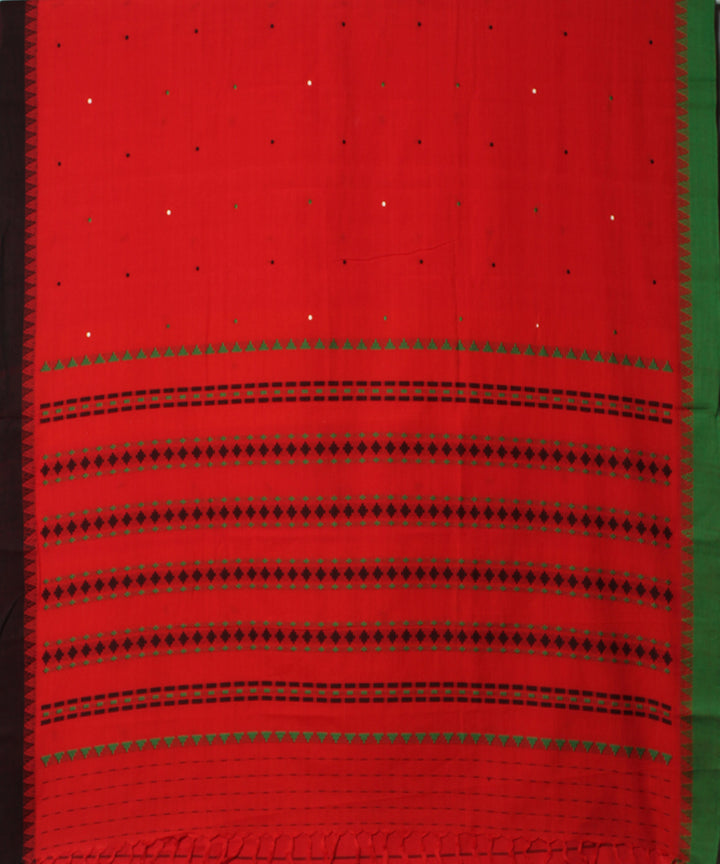 Red handwoven cotton begumpuri saree