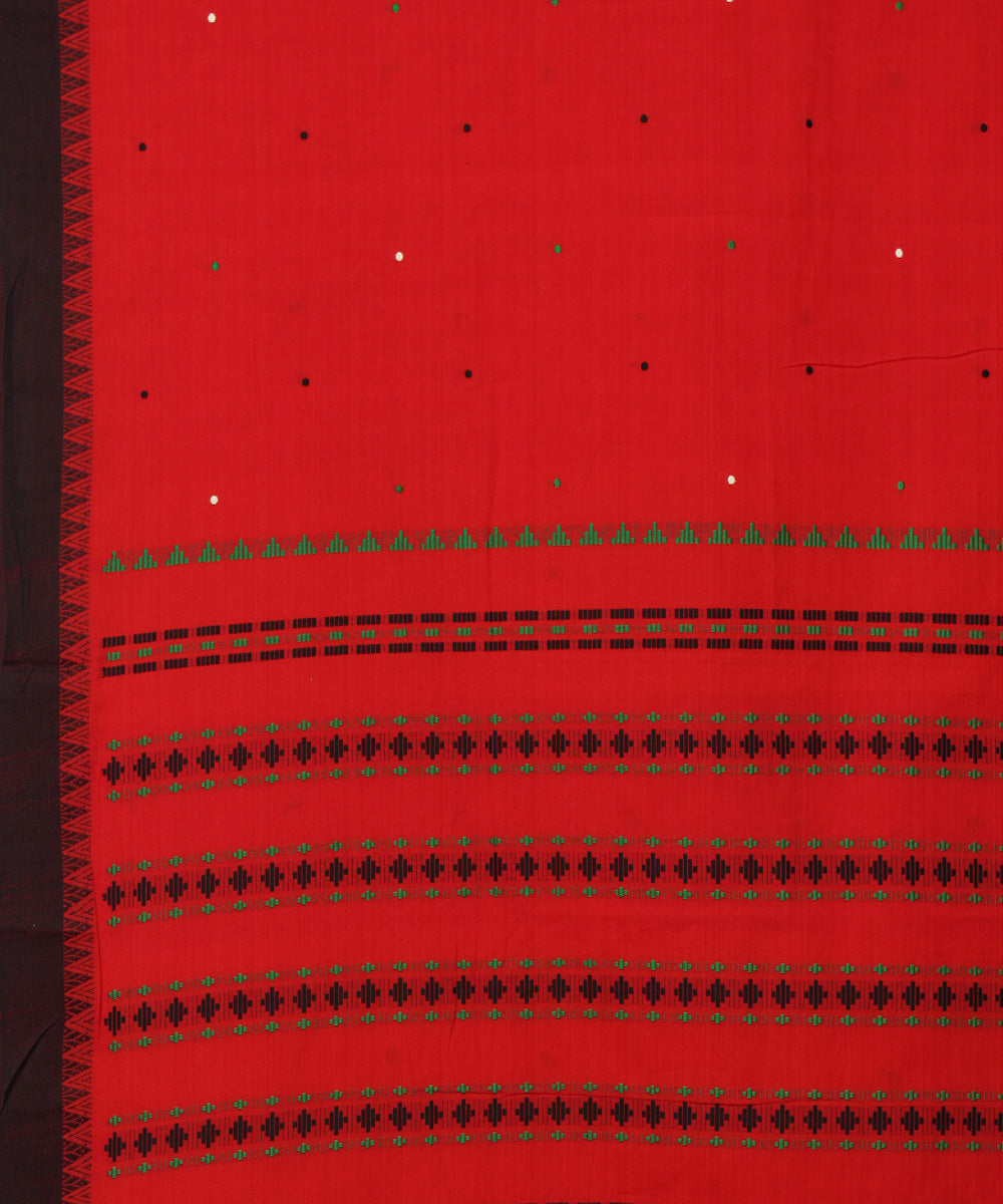 Red handwoven cotton begumpuri saree