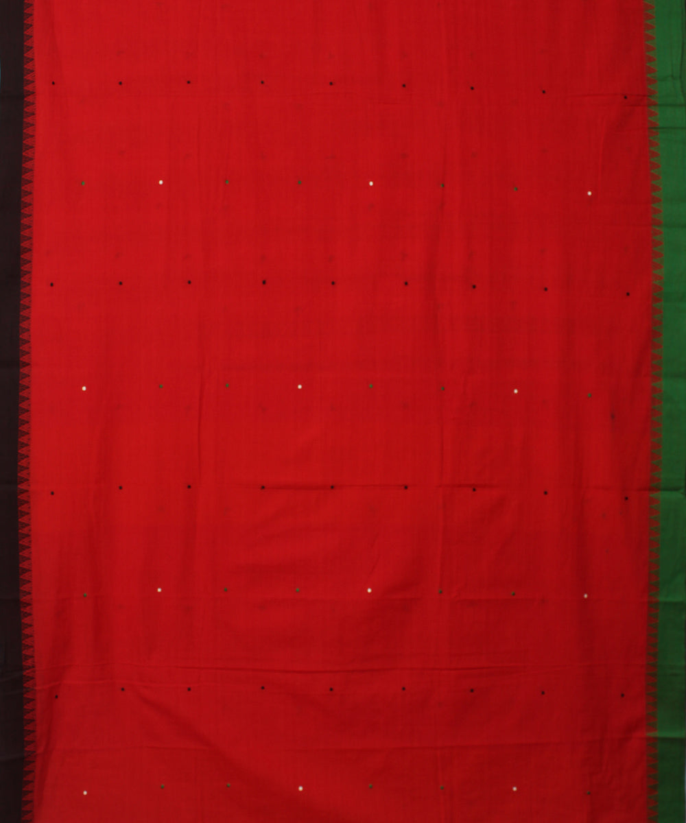 Red handwoven cotton begumpuri saree