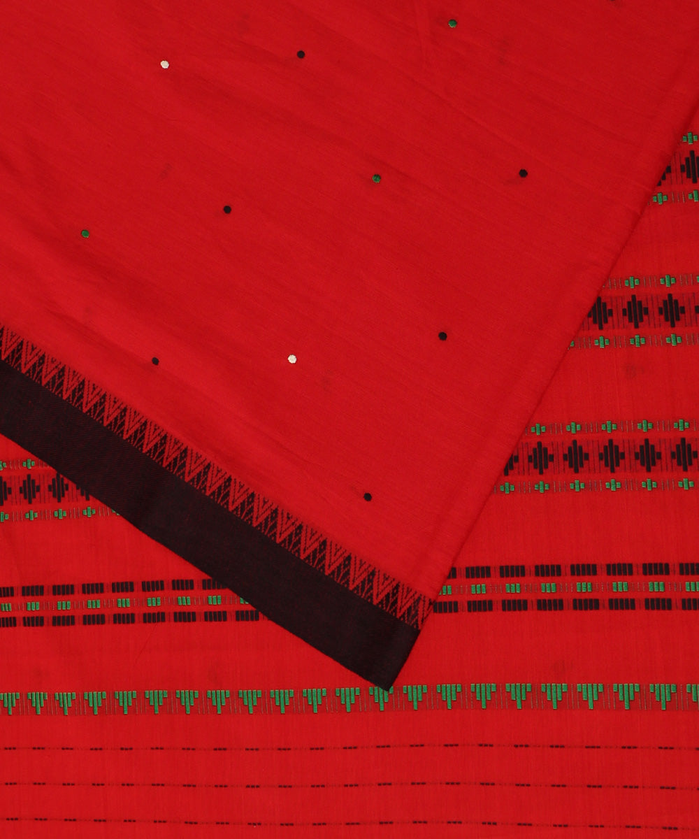 Red handwoven cotton begumpuri saree