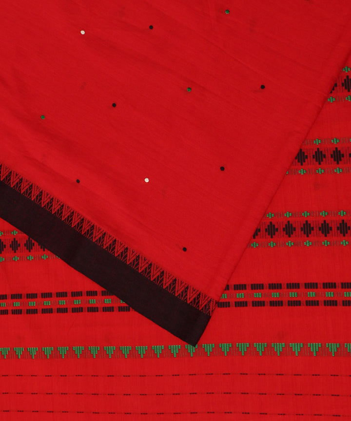 Red handwoven cotton begumpuri saree