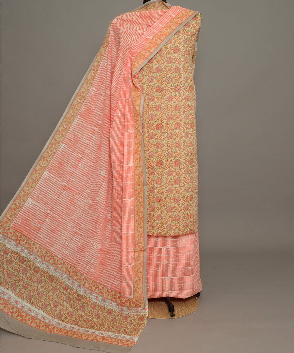 Paheli Mustard Side-Gather Cotton Top With Pakka Hand Embroidery