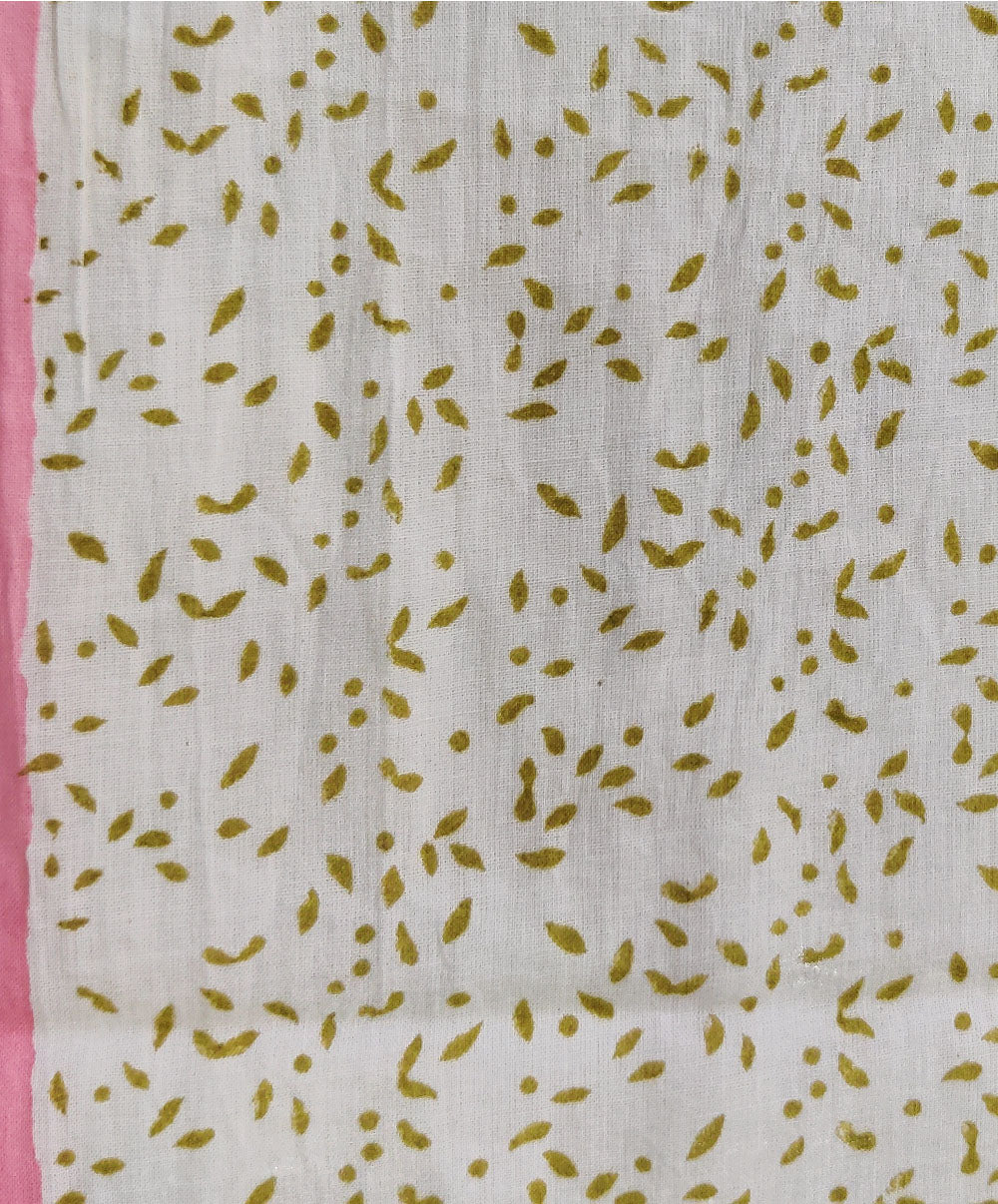 3pc Yellow white handblock printed cotton bagru dress material
