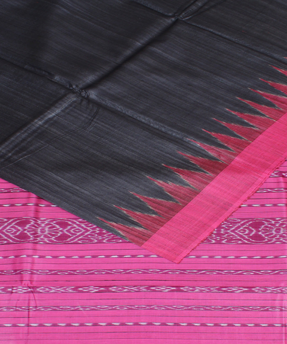 Black pink odisha ikat handwoven gopalpur tussar saree