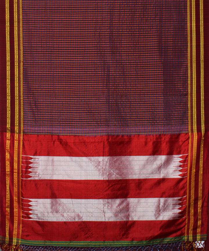 Mauve maroon handwoven cotton art silk gayatri border ilkal sari