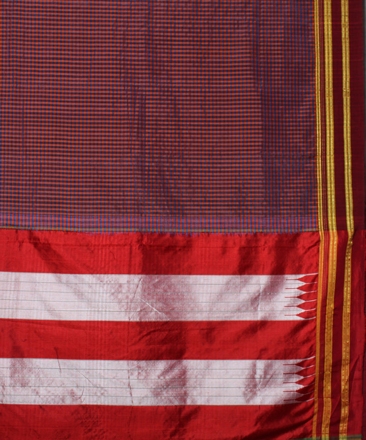 Mauve maroon handwoven cotton art silk gayatri border ilkal sari