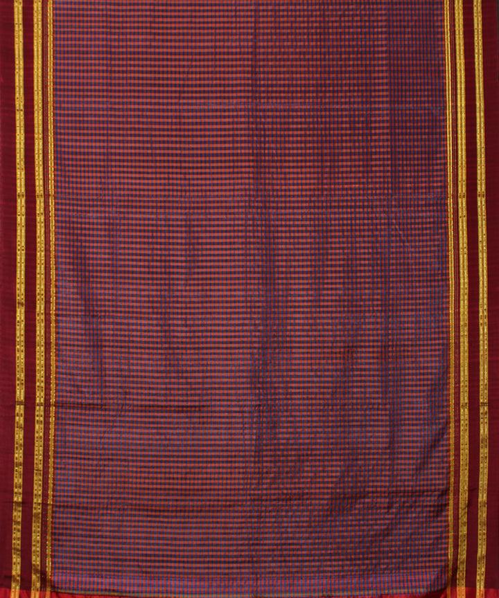 Mauve maroon handwoven cotton art silk gayatri border ilkal sari
