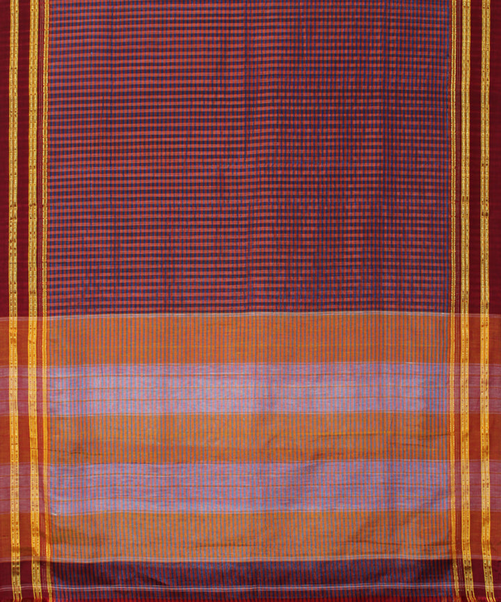 Mauve maroon handwoven cotton art silk gayatri border ilkal sari