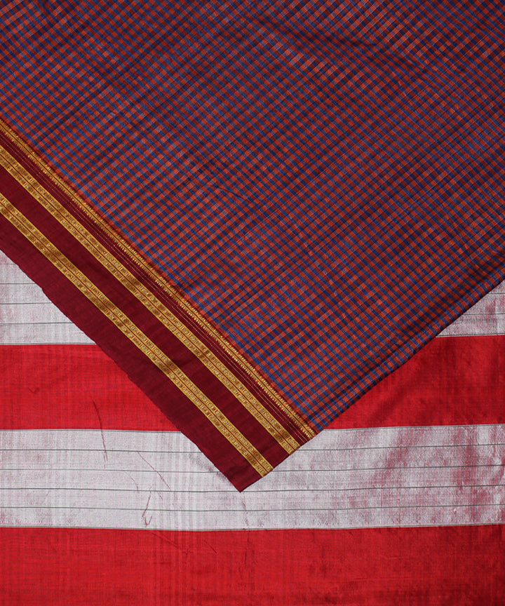Mauve maroon handwoven cotton art silk gayatri border ilkal sari