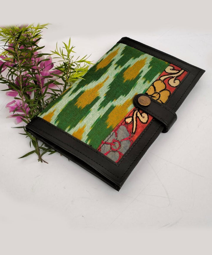 Dark green ikkat cotton kalamkari handcrafted wallet