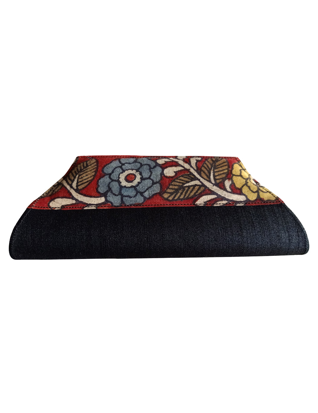 Red - Handpainted Kalamkari Natural Dyed Ghicha Silk Clutch main image 0