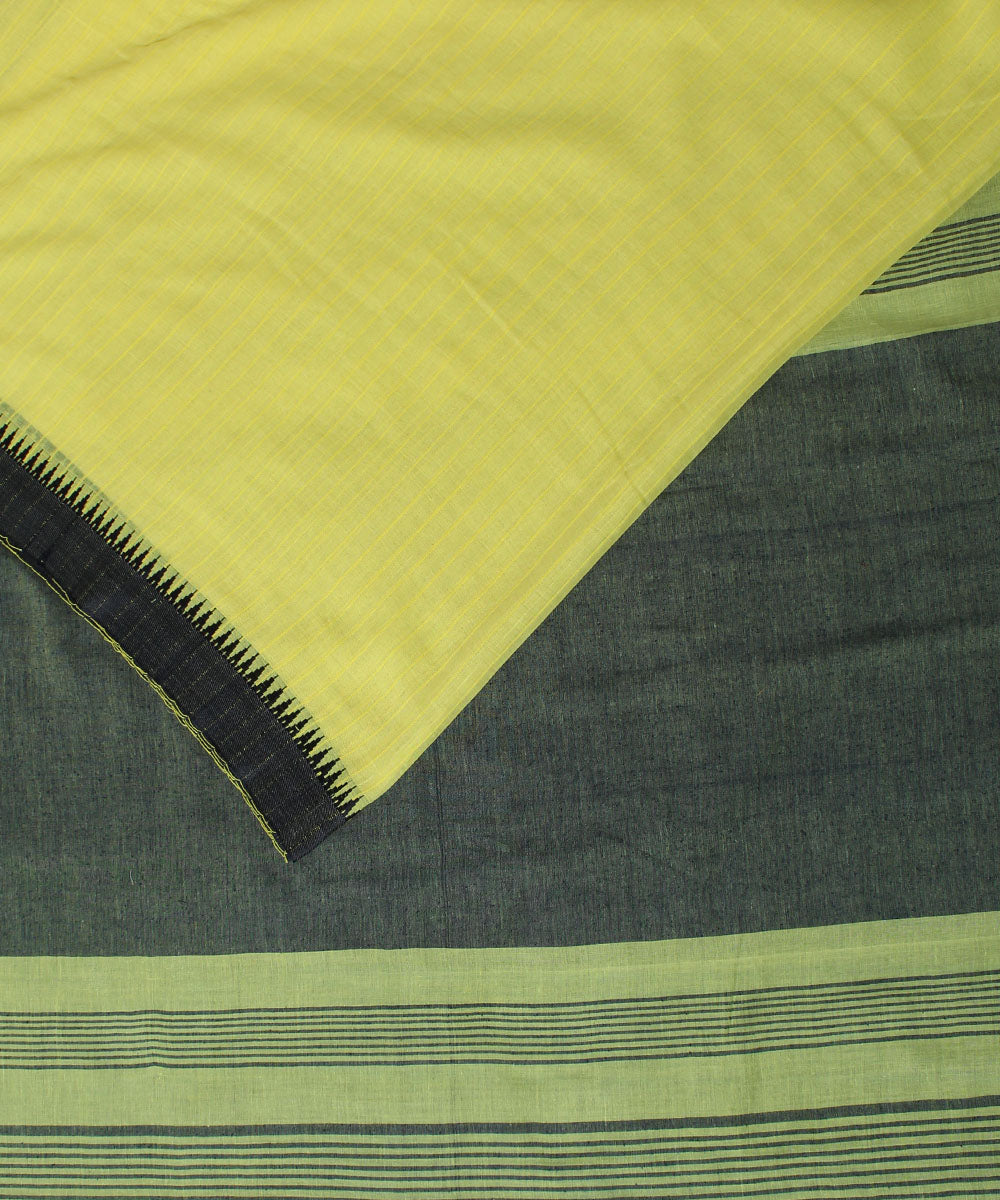 Yellow handwoven cotton saree