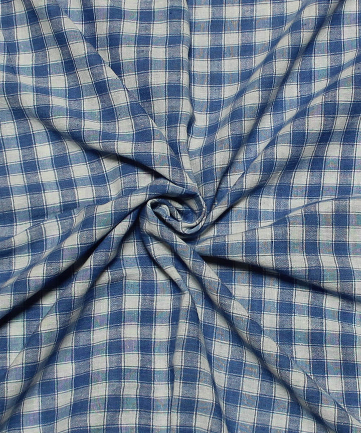 0.8m Sky blue white handwoven cotton checks fabric