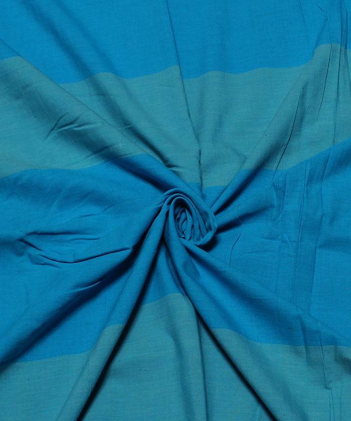 Sky blue handwoven cotton broad stripe fabrics