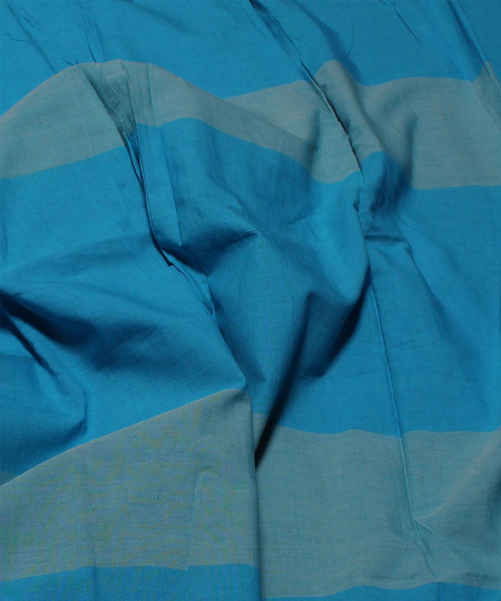 Sky blue handwoven cotton broad stripe fabrics