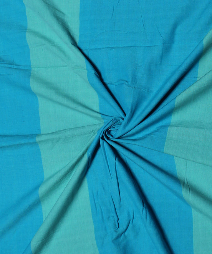 Blue shades handwoven cotton broad stripe fabric