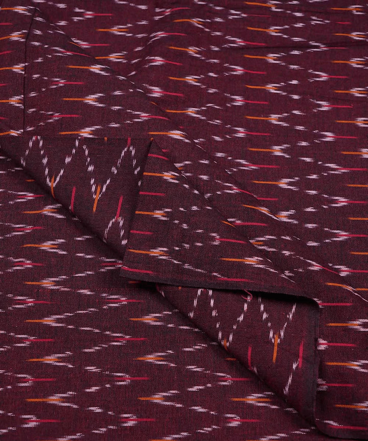 2.5m Dark red handwoven cotton ikat pochampally kurta material
