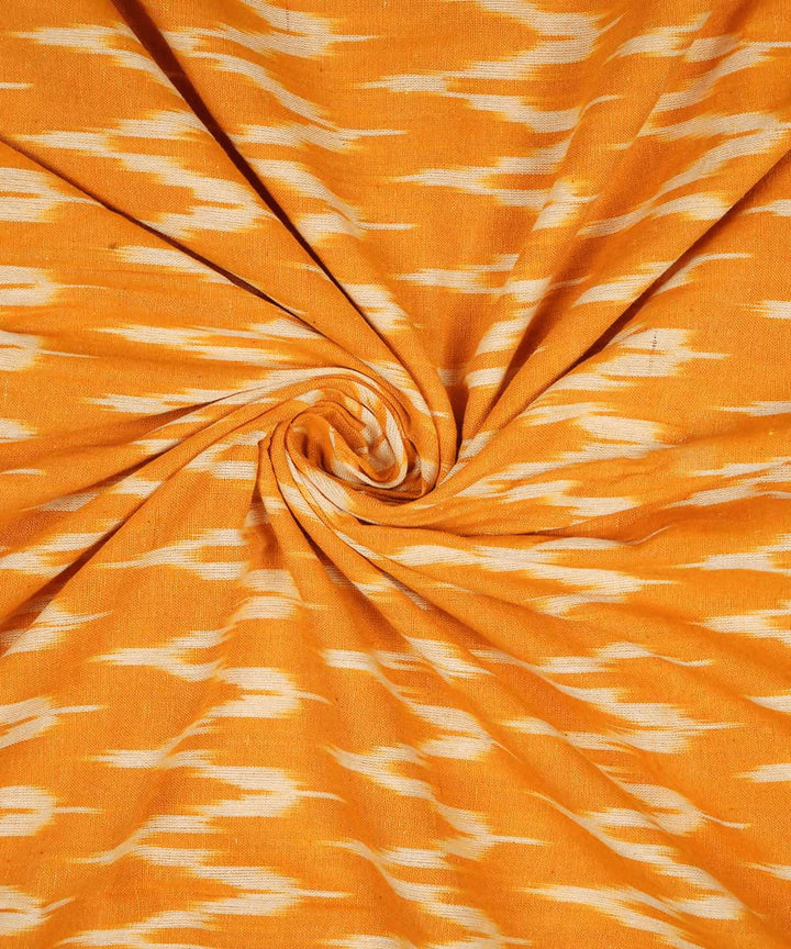 Amber yellow handwoven cotton ikat pochampally fabric